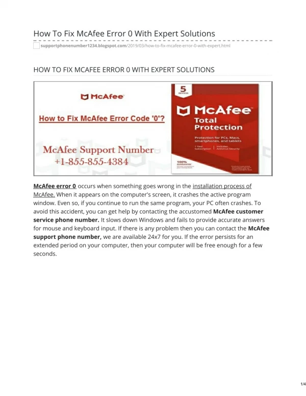Mcafee Support Phone Number 1-855-855-4384 Actually Provides Complete Protection