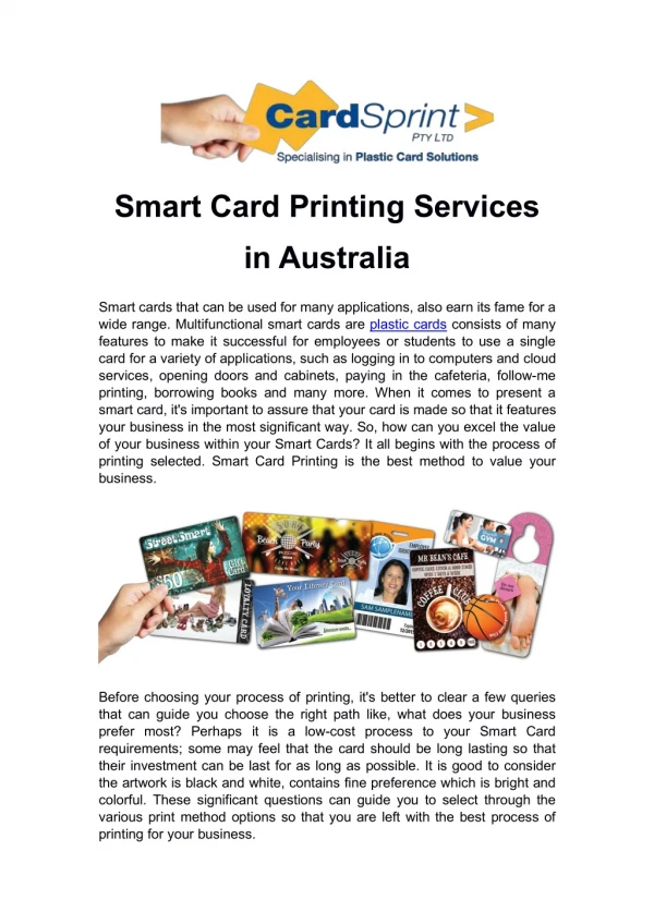 Smart Card Printing Services in Australia