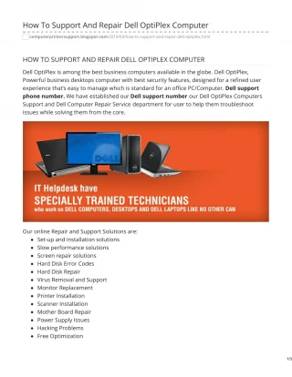 Dell Support Phone Number 1-800-201-4179 to Get Printer Support - slide 1