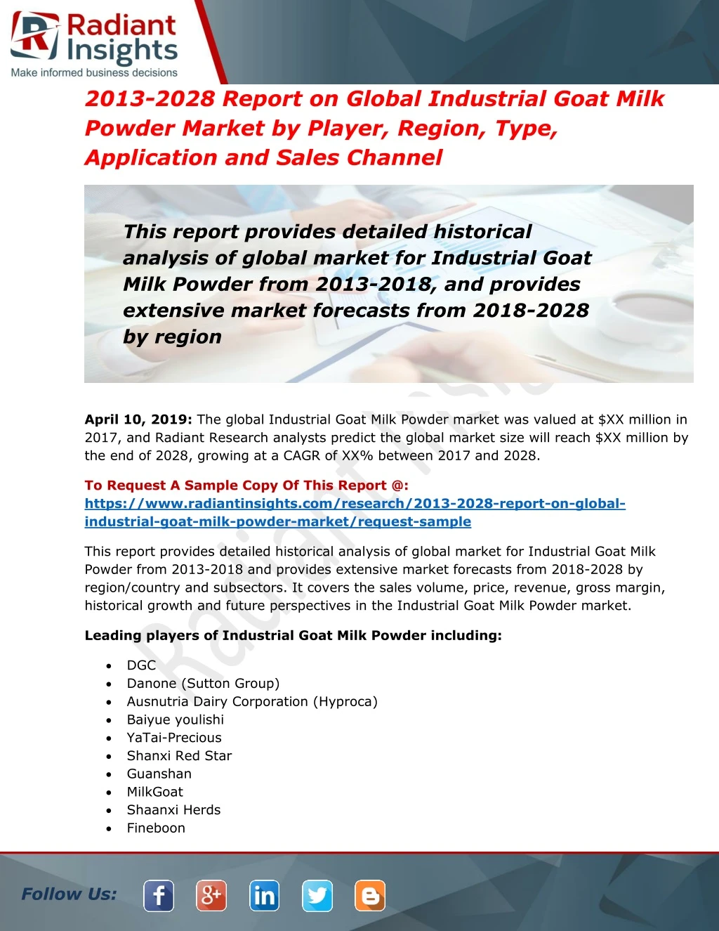 2013 2028 report on global industrial goat milk