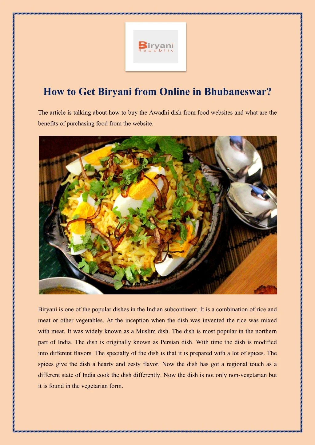 how to get biryani from online in bhubaneswar