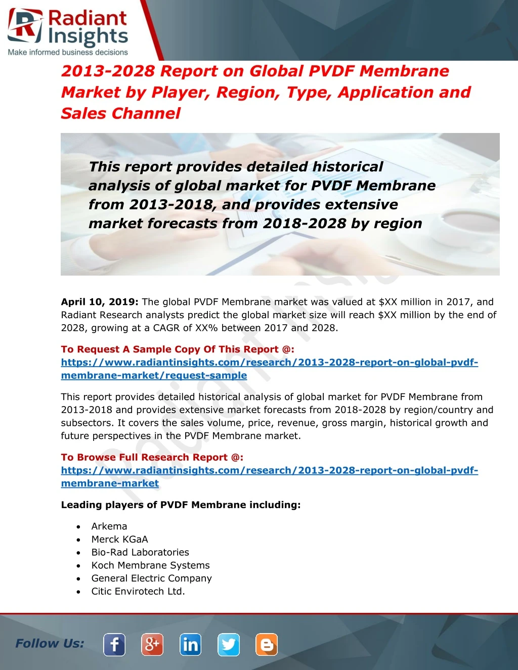 2013 2028 report on global pvdf membrane market