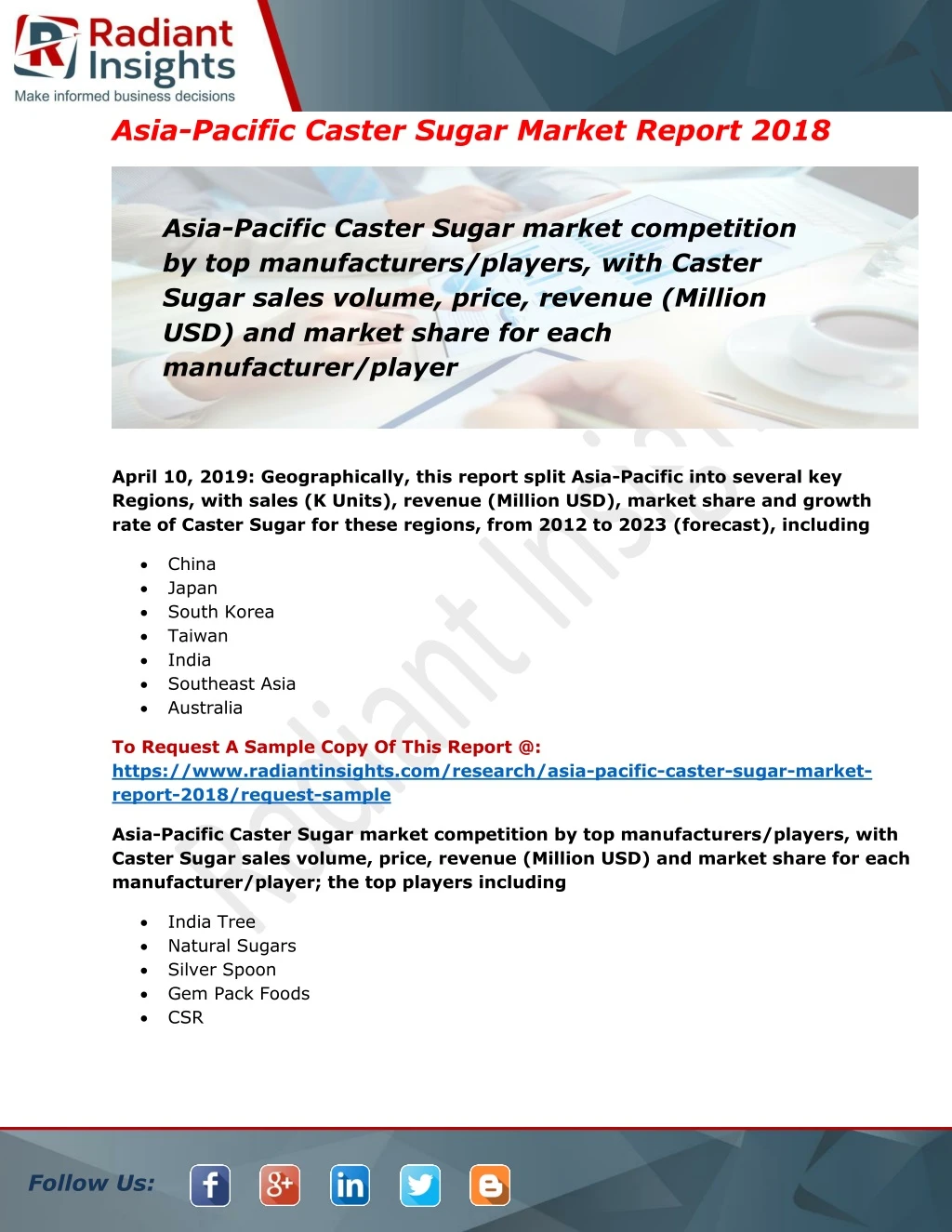 asia pacific caster sugar market report 2018