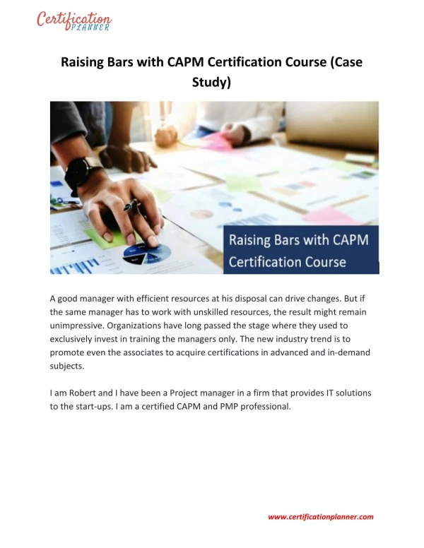 Raising Bars with CAPM Certification Course