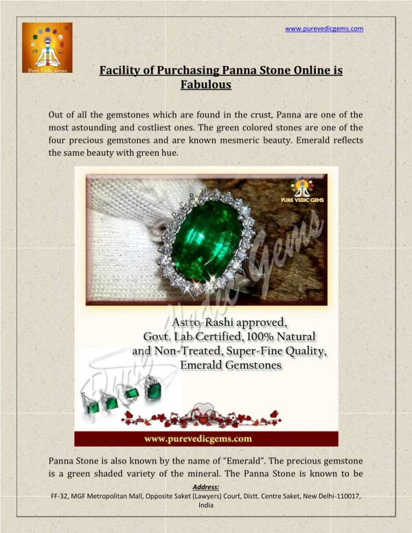 Purchasing Panna Stone Online