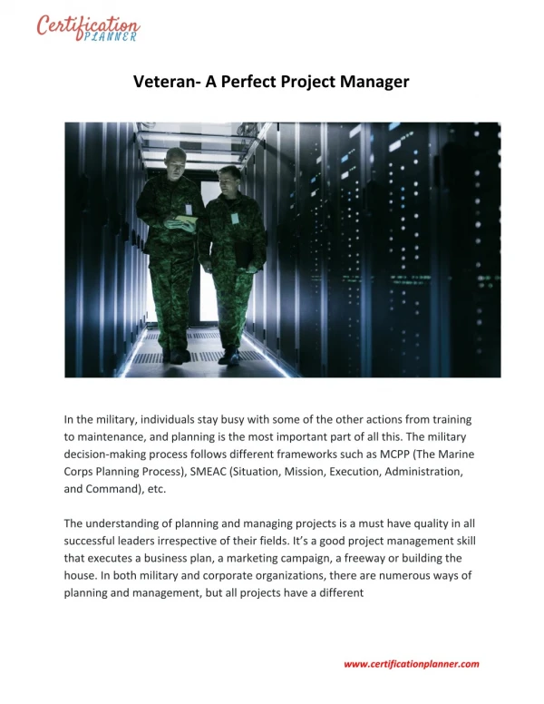 Veteran - A Perfect Project Manager