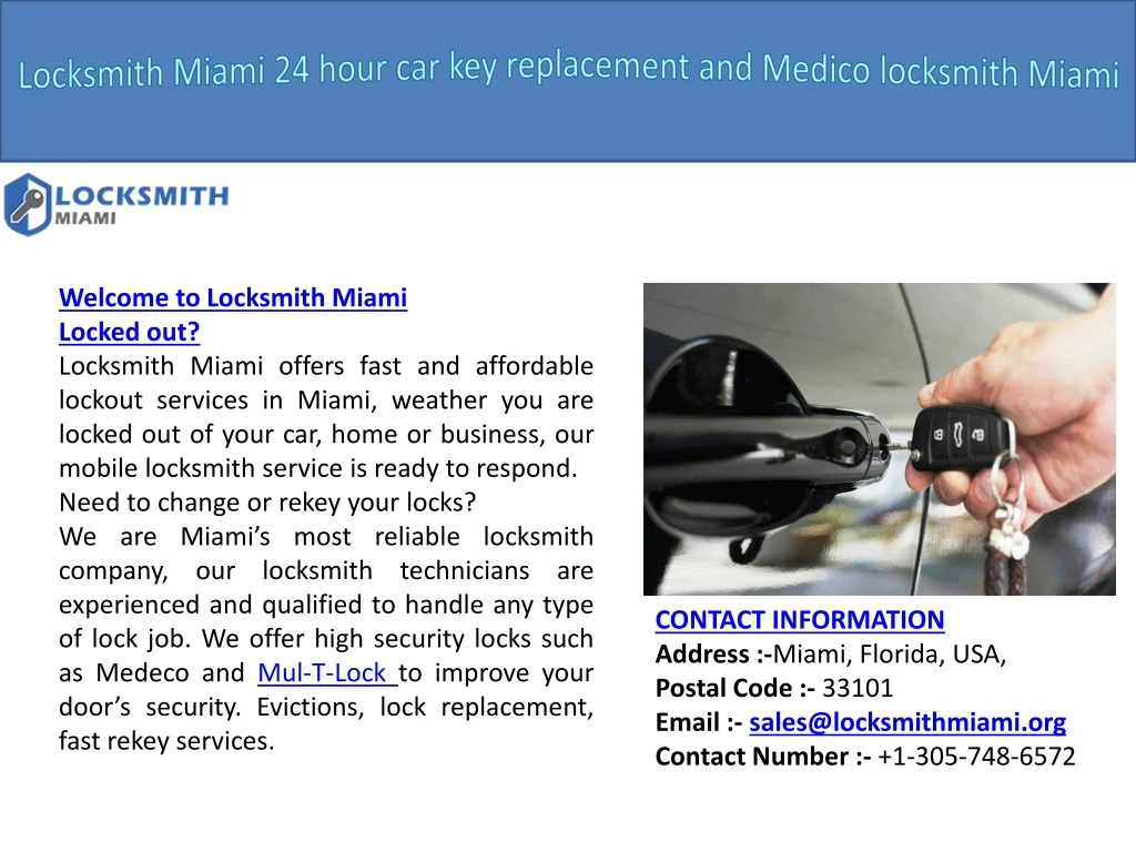 locksmith miami 24 hour car key replacement