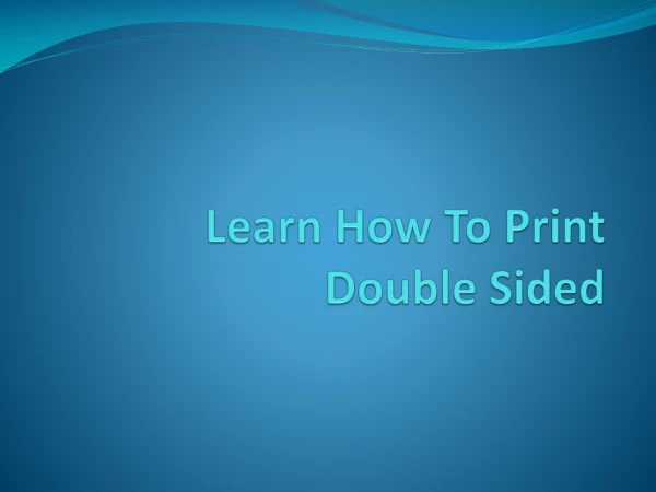 How To Print Double Sided