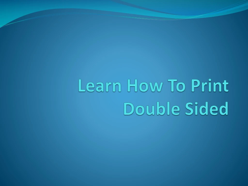 learn how to print double sided
