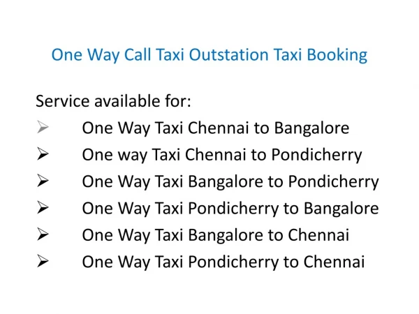 one way call taxi online outstation taxi service