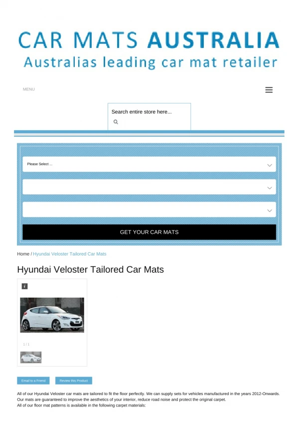 Tailored Hyundai Veloster Car Mats – Custom Car Mats | Rubber Car Mats