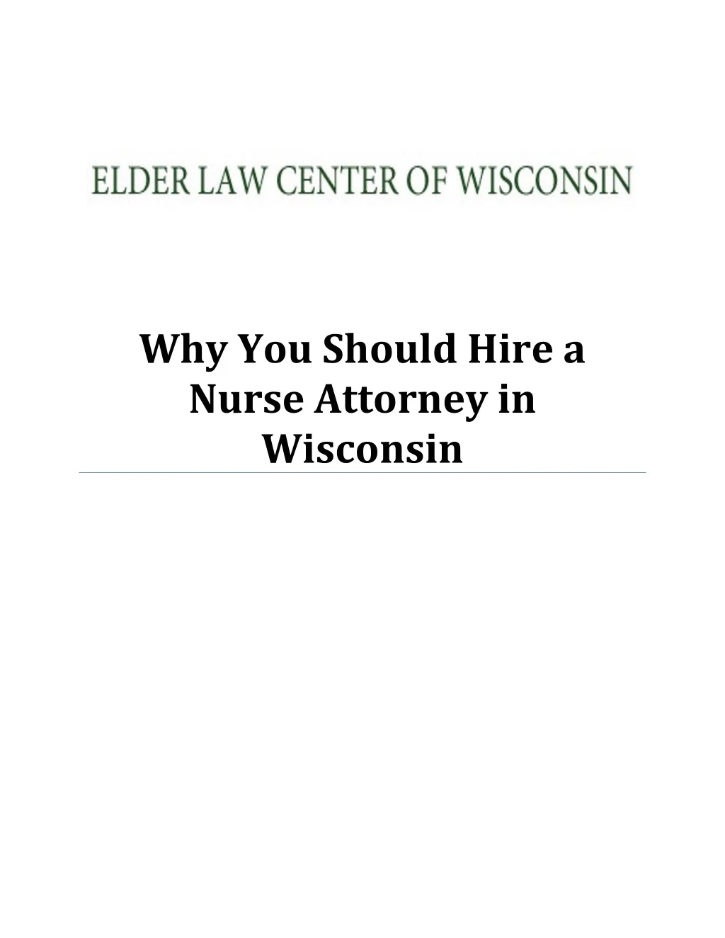 why you should hire a nurse attorney in wisconsin