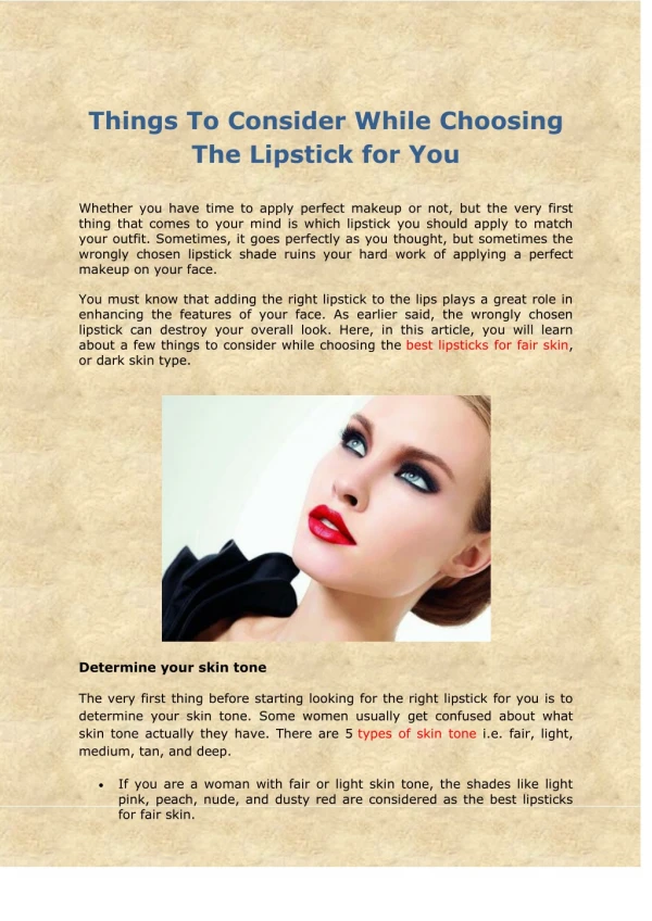 Things To Consider While Choosing The Lipstick for You