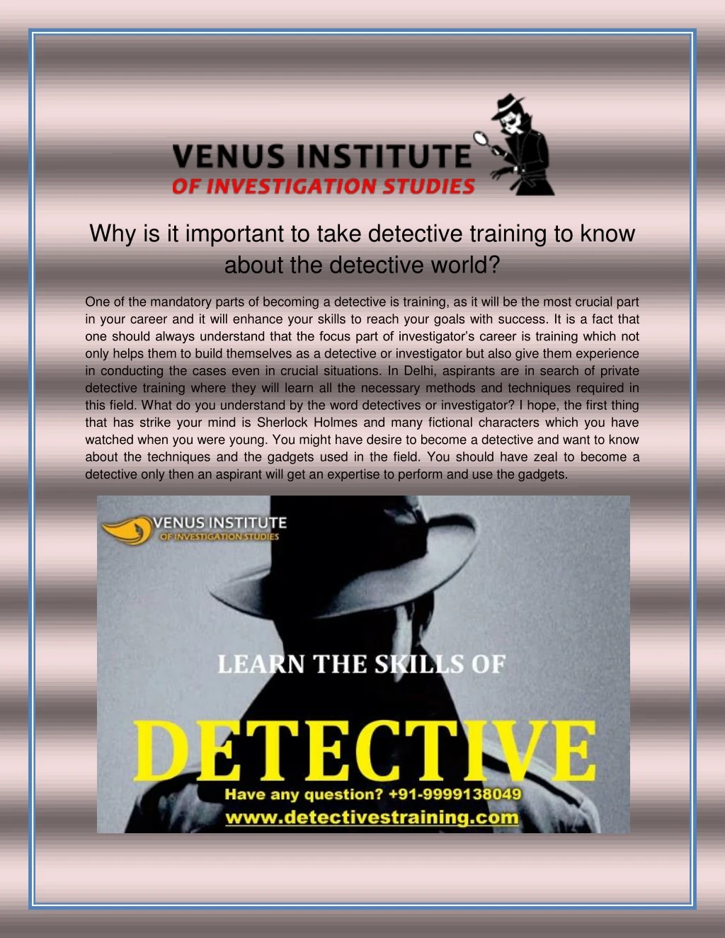 why is it important to take detective training