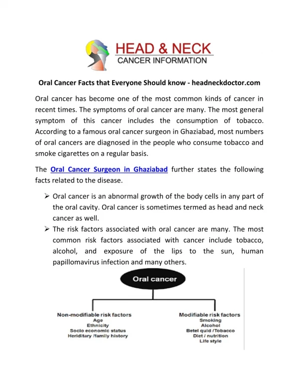Oral Cancer Facts that Everyone Should know - headneckdoctor.com