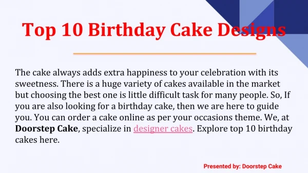 Top 10 Birthday Cake Designs by Doorstep Cake