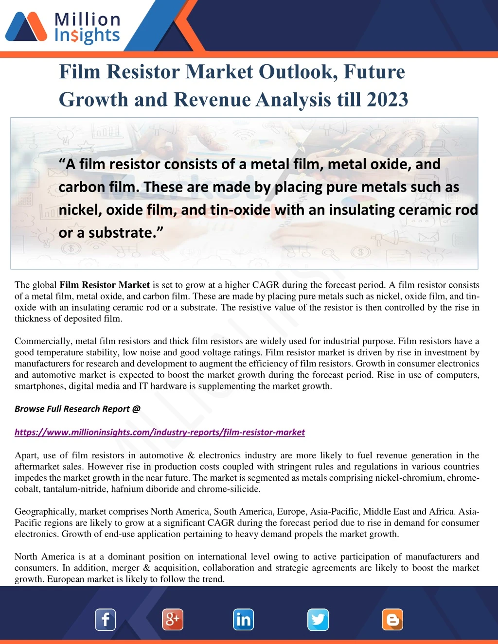 film resistor market outlook future growth