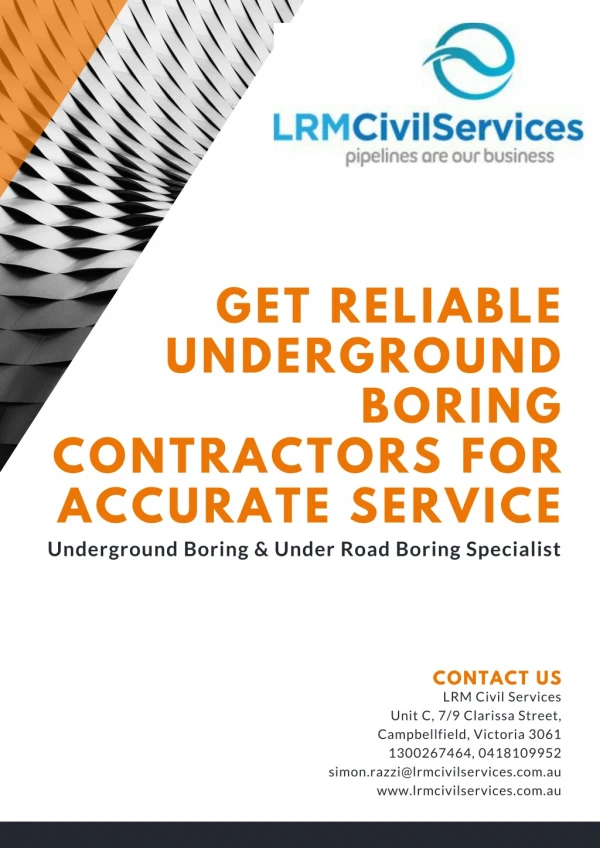 Get Reliable Underground Boring Contractors for Accurate Service - LRM Civil Services