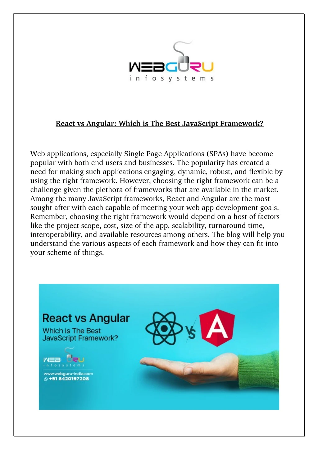 react vs angular which is the best javascript