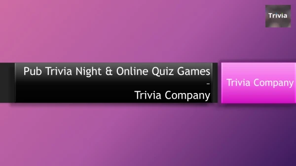 Pub Trivia Night & Online Quiz Games