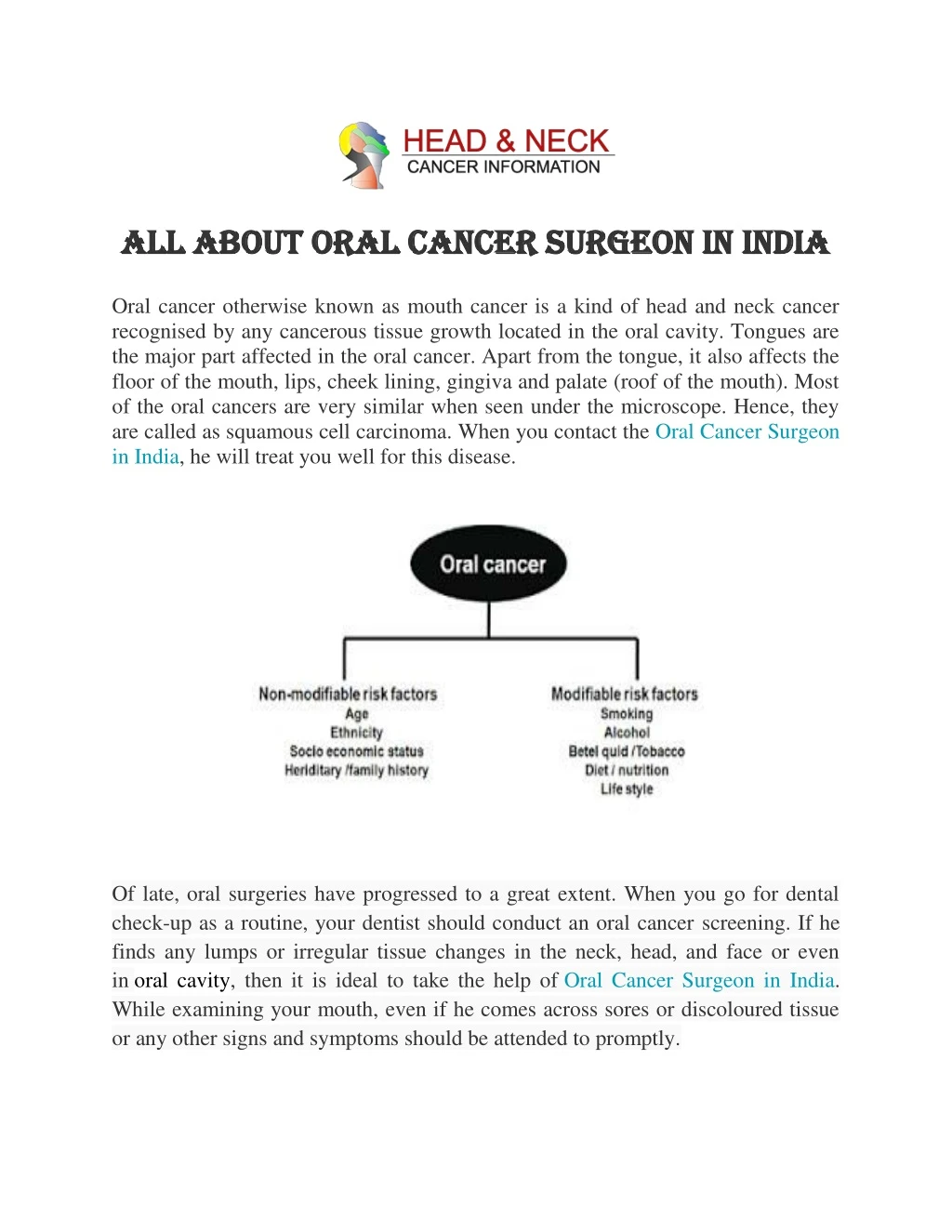 all about oral cancer surgeon in india all about