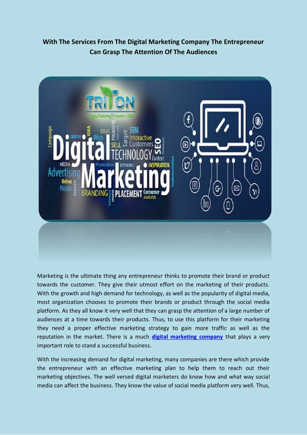 with the services from the digital marketing