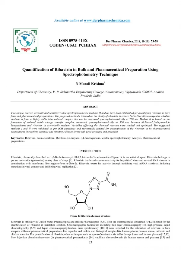 available online at www derpharmachemica com