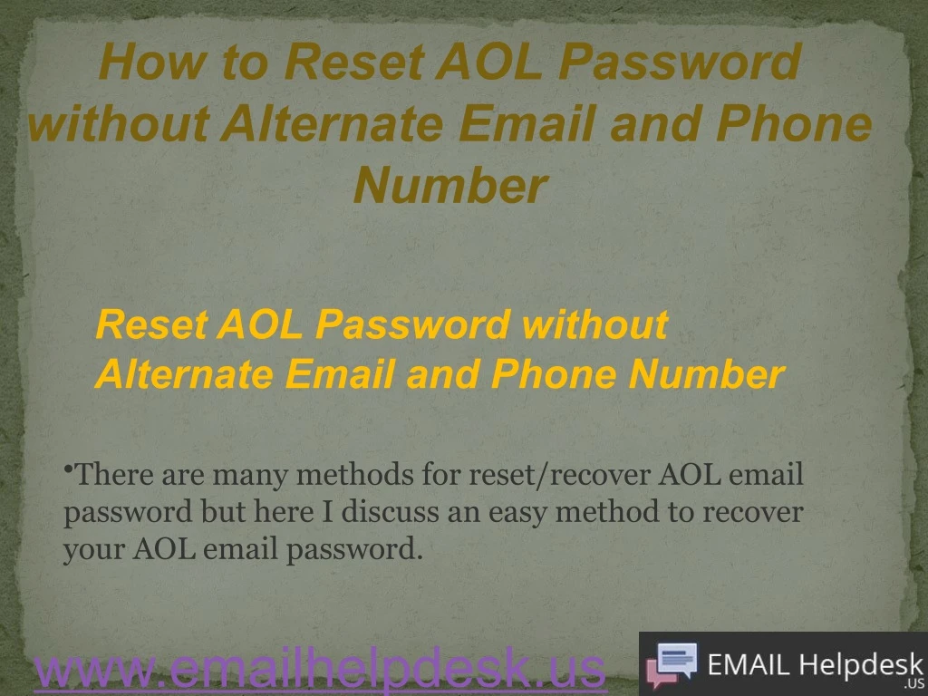 how to reset aol password without alternate email