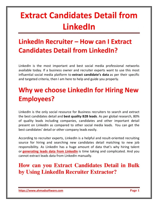Extract Candidates Detail from LinkedIn LATEST 2019
