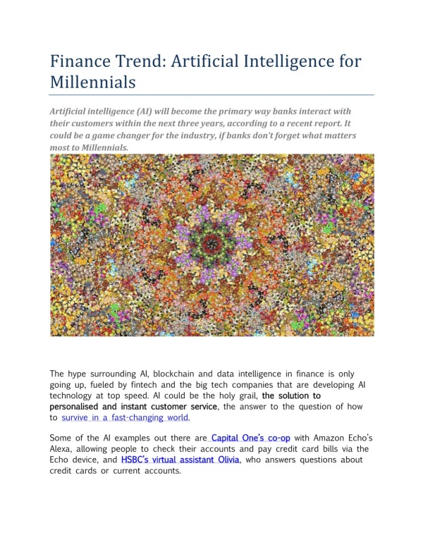 Finance Trend: Artificial Intelligence for Millennials
