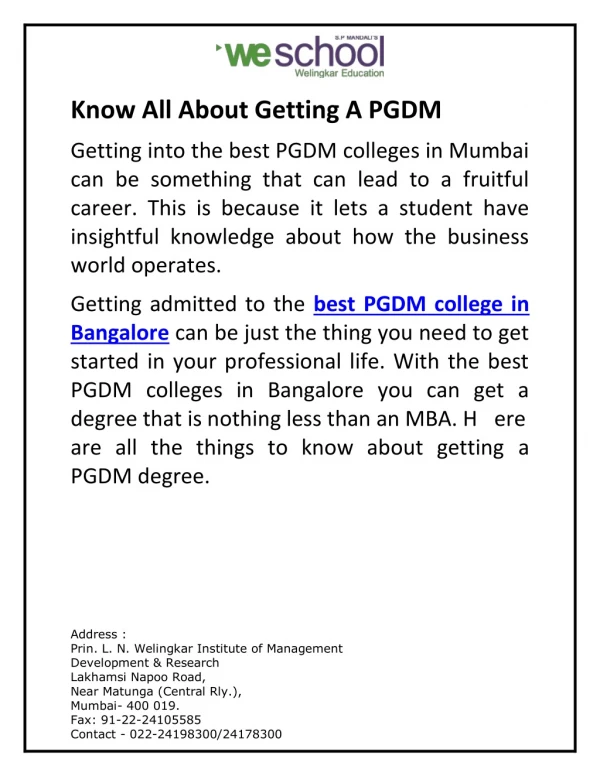 Know All About Getting A PGDM