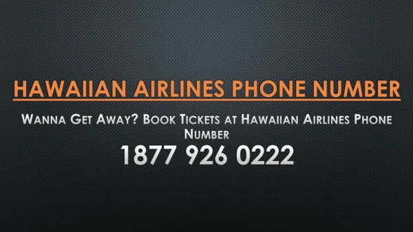 hawaiian airlines phone number