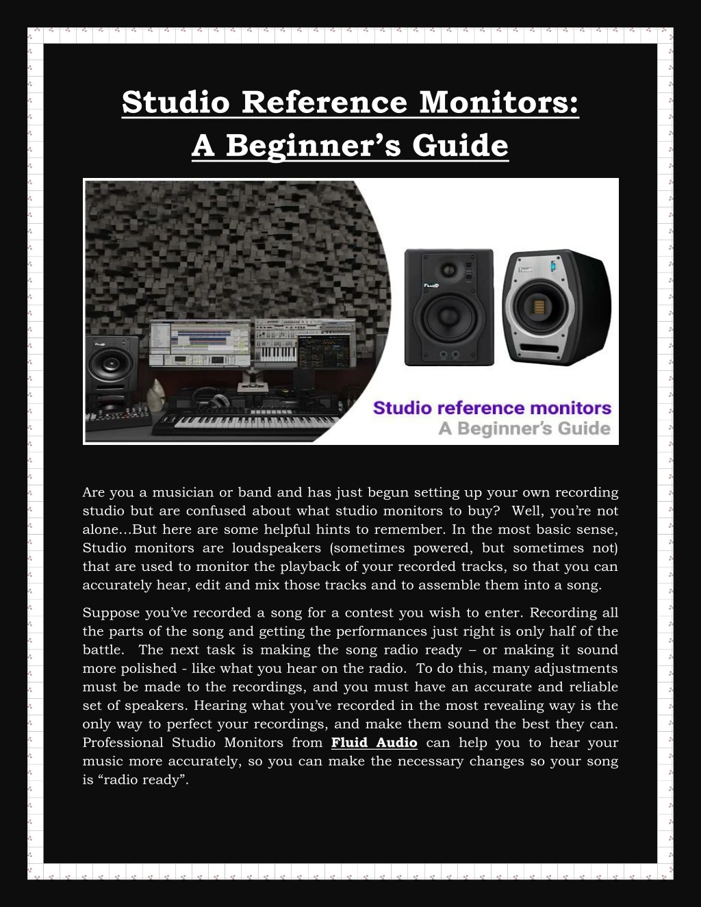 studio reference monitors a beginner s guide