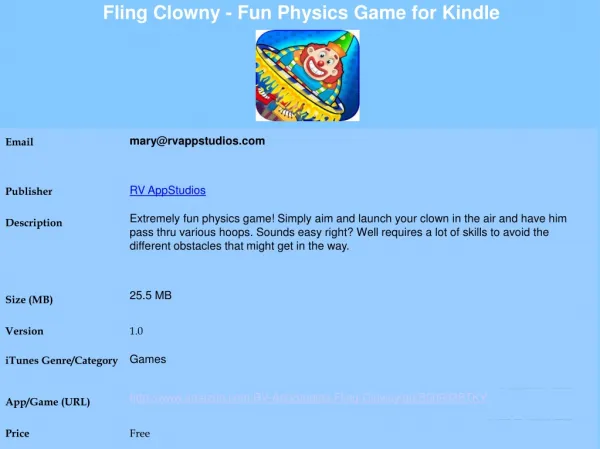 Fling Clowny - Fun Physics Game for Kindle