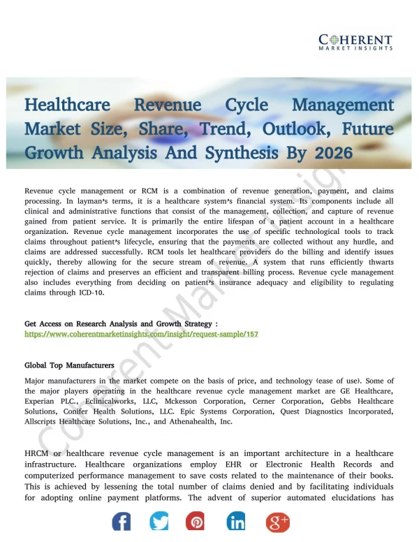 Healthcare Revenue Cycle Management Market to Reflect Steady Growth Rate by 2026