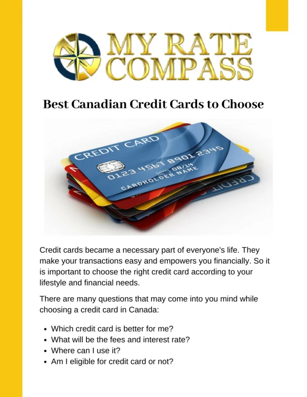 Best Canadian Credit Cards to Choose