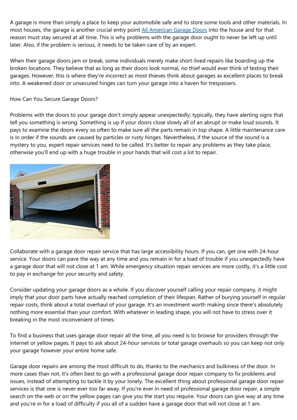 Reasons You Must Hire Garage Door Repair Services