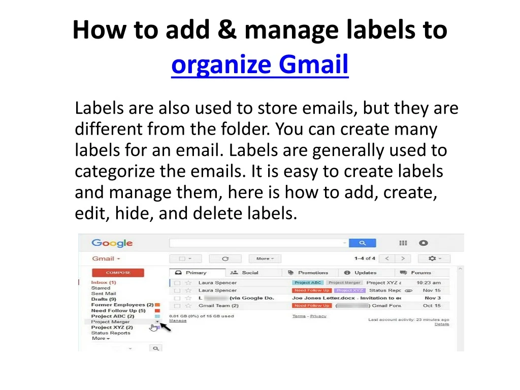 how to add manage labels to organize gmail