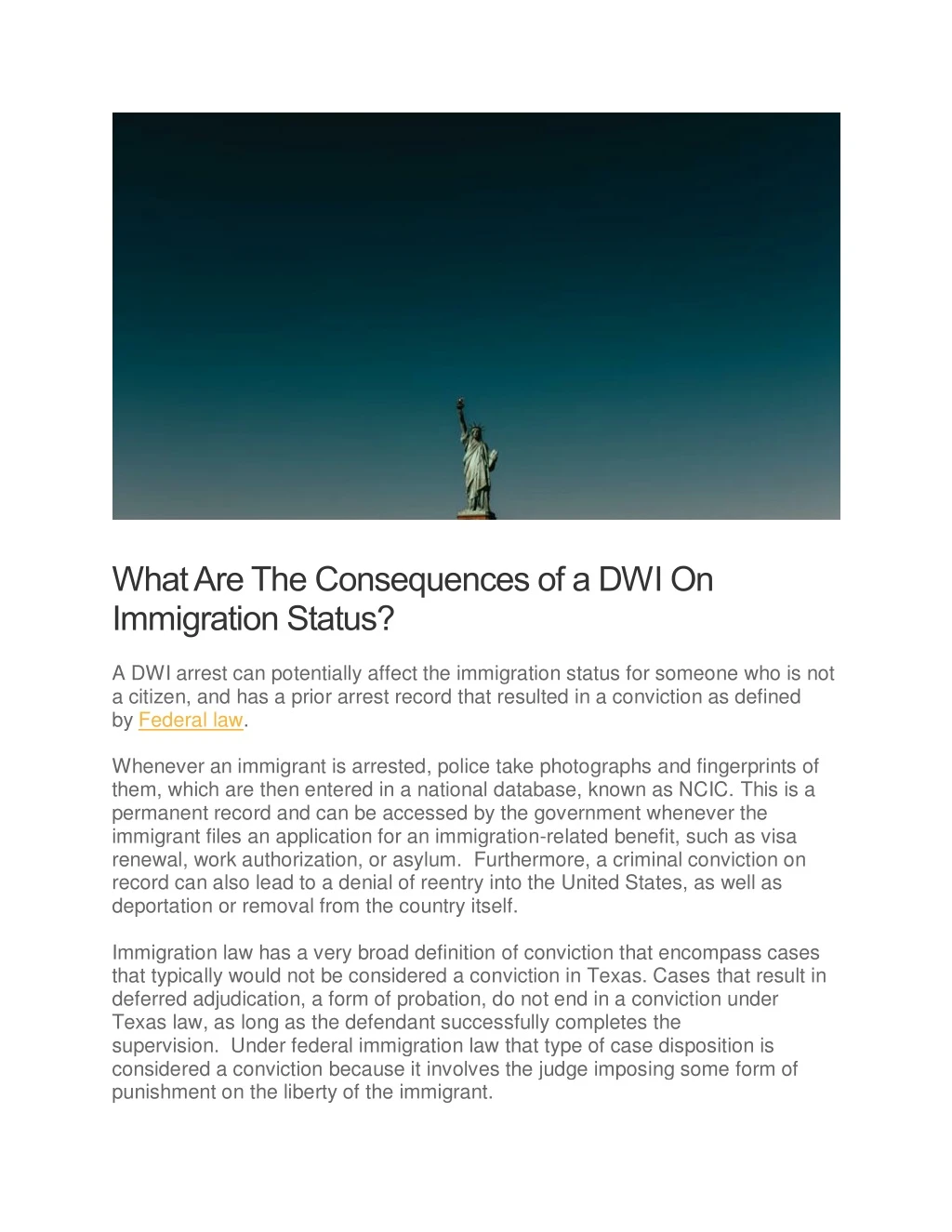 what are the consequences of a dwi on immigration