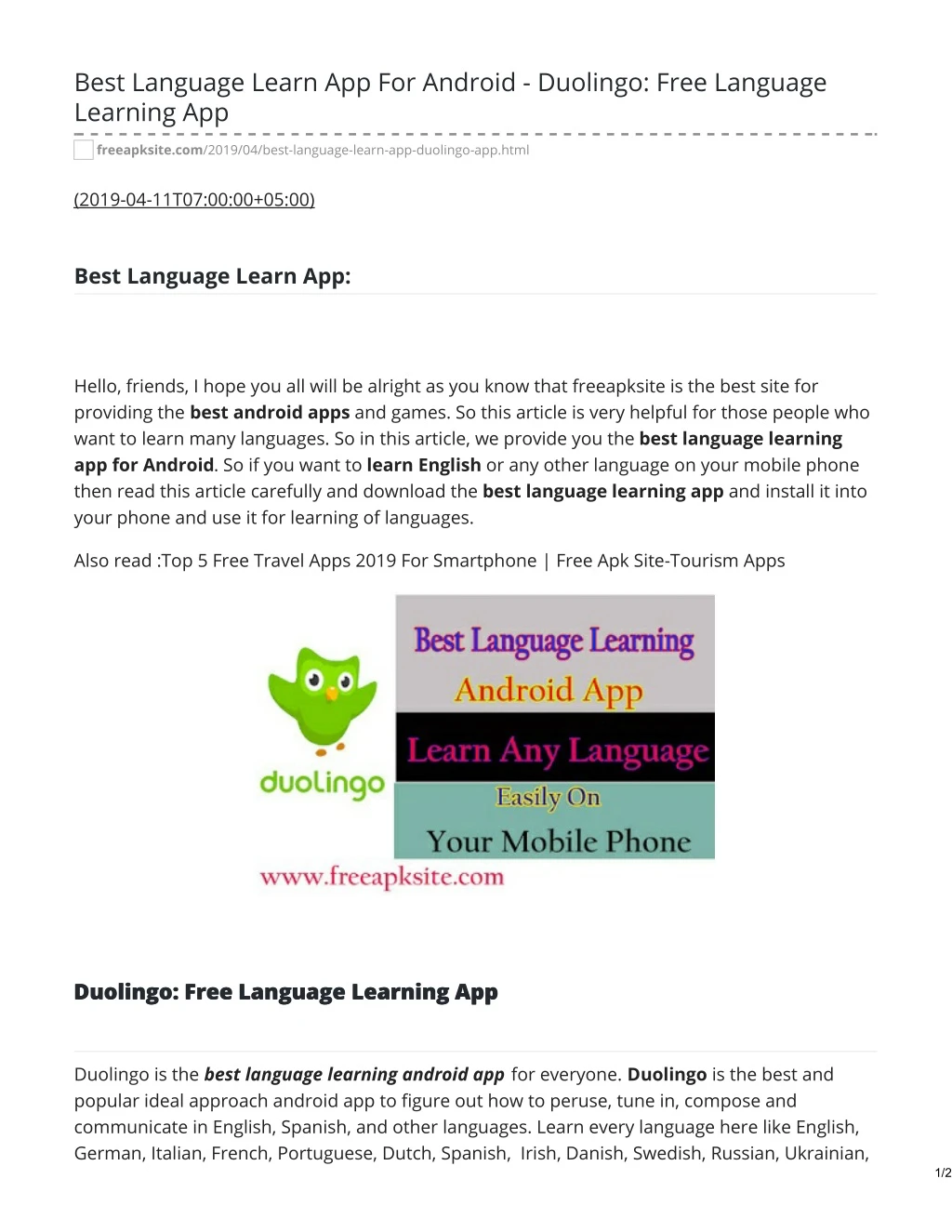 best language learn app for android duolingo free