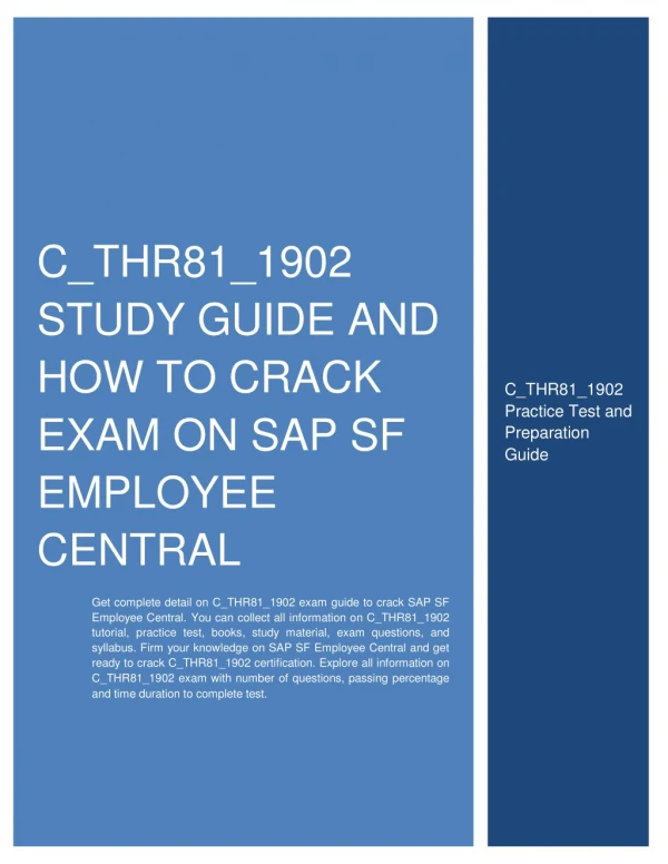 C_THR81_1902 Study Guide and How to Crack Exam on SAP SF Employee Central