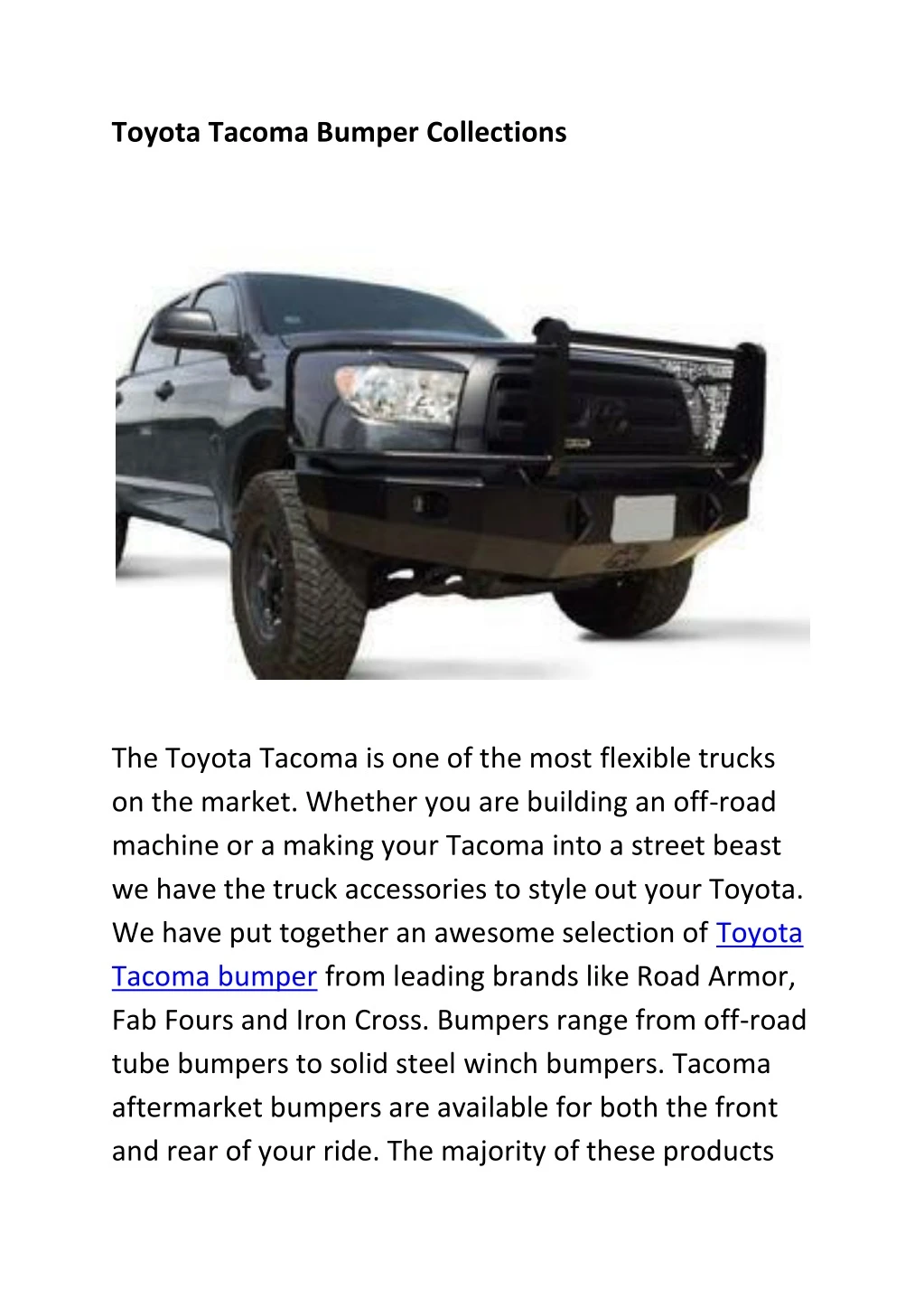 toyota tacoma bumper collections
