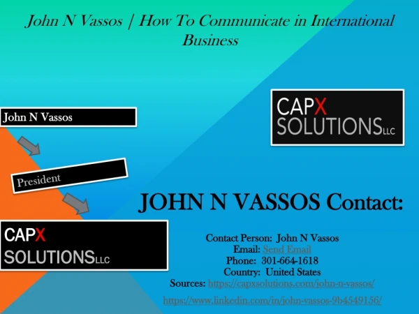 John N Vassos | How To Communicate in International Business
