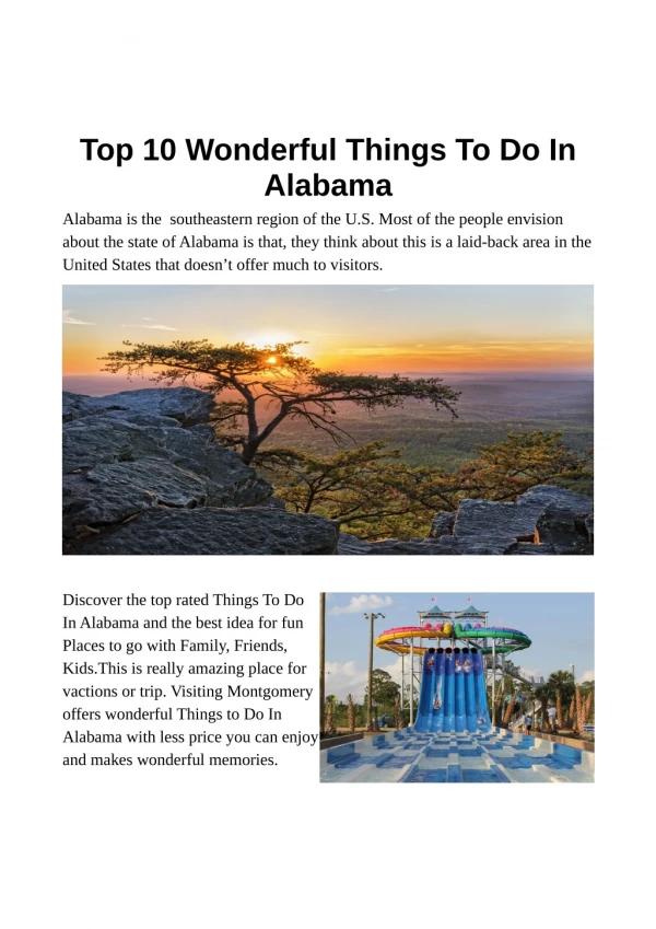 Top 10 Wonderful Things To Do In Alabama