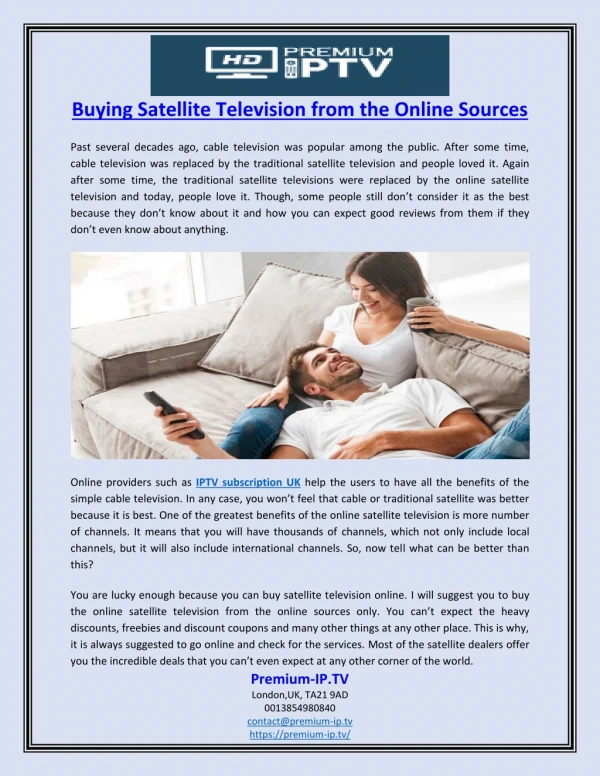 Buying Satellite Television from the Online Sources