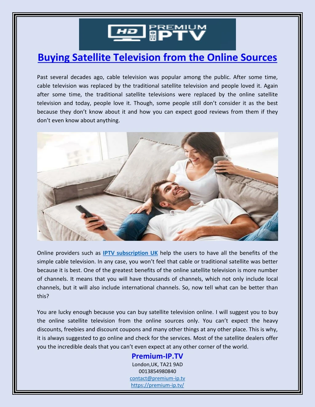 buying satellite television from the online