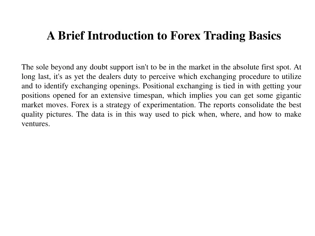 a brief introduction to forex trading basics