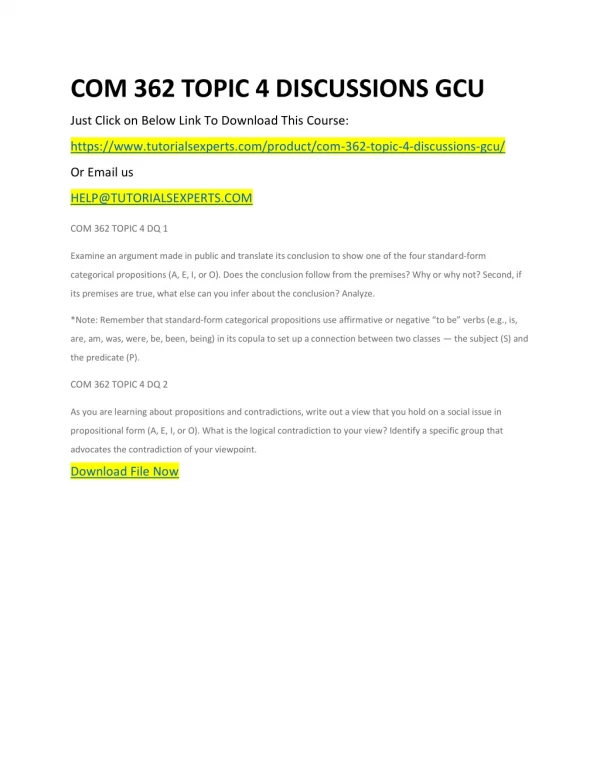 COM 362 TOPIC 4 DISCUSSIONS GCU