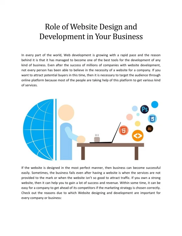 Role of Website Design and Development in Your Business