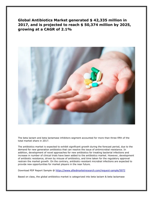 Global Antibiotics Market: Ability to Offer End to End Solutions to Drive Market Growth